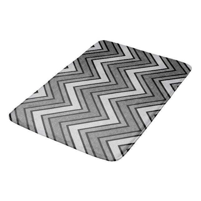 Zickzack graue und schwarze Skizze Badematte (Schrägansicht)