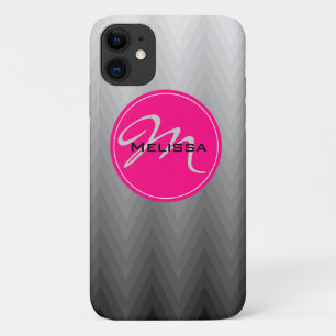 Zickzack graues Farbmuster Rosa Monogramm Name title_seo2