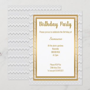 ZICKZACK GRAY LAYER GOLD JEDEN ANLASS GEBURTSTAG EINLADUNG