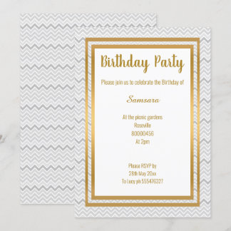 ZICKZACK GRAY LAYER GOLD JEDEN ANLASS GEBURTSTAG EINLADUNG