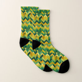 Zickzack grün-gelbes Muster Socken