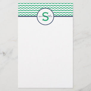 Zickzack grüne Monogramm Briefpapier