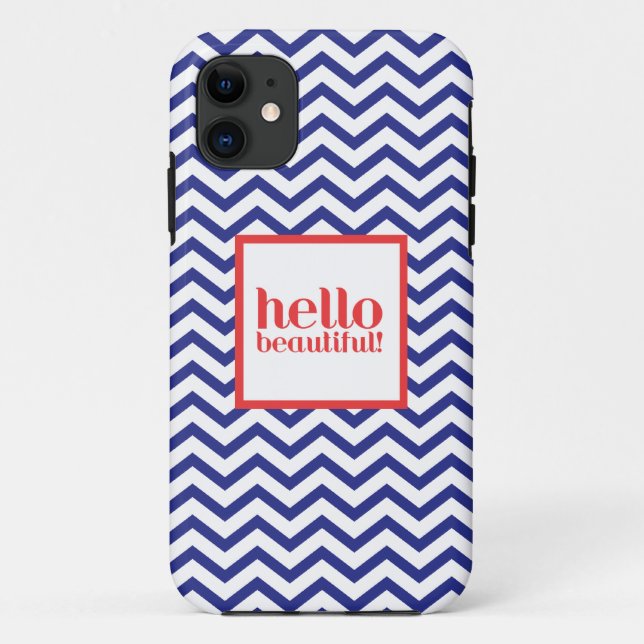 Zickzack "hallo schönes" in der Marine u. im Rot Case-Mate iPhone Hülle (Rückseite)