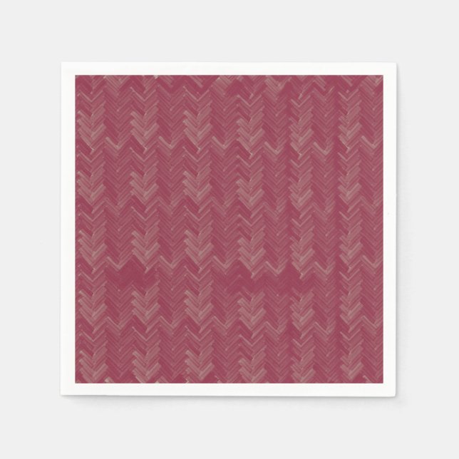 Zickzack Herringbone-Muster Luxus Red Serviette (Vorderseite)