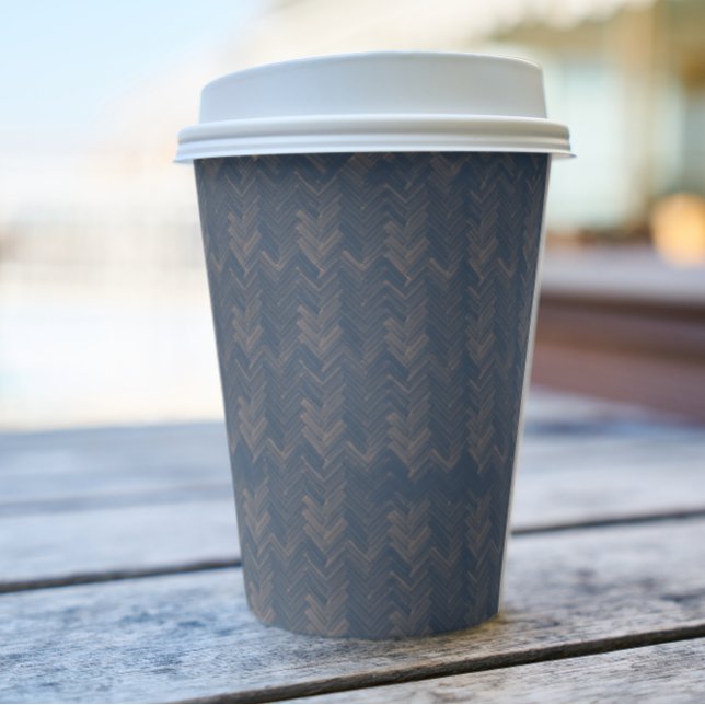 Zickzack, Herringbone-Muster, Retro blau Pappbecher (Von Creator hochgeladen)