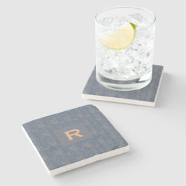 Zickzack Herringbone Muster Retro Blue Initial Steinuntersetzer