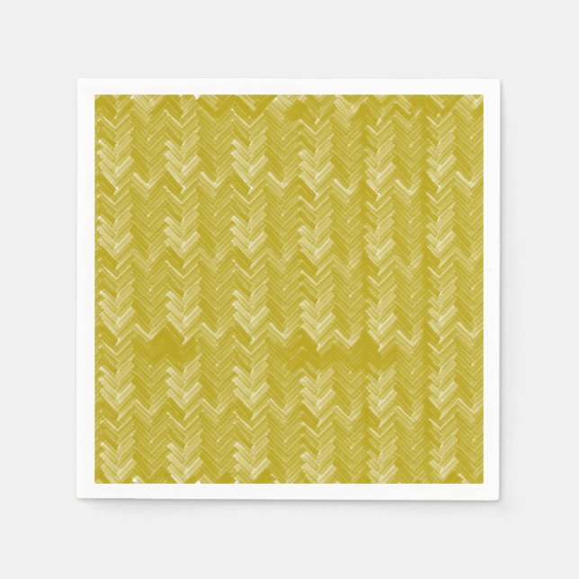Zickzack Herringbone-Muster Vintag Gold Serviette (Vorderseite)