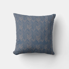 Zickzack Herringbone Wasserfarbmuster Retro Blau Kissen