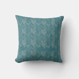 Zickzack Herringbone Watercolor Türkis Kissen