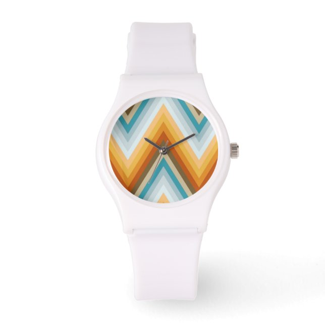 Zickzack Hintergrundmuster Armbanduhr (Vorderseite)