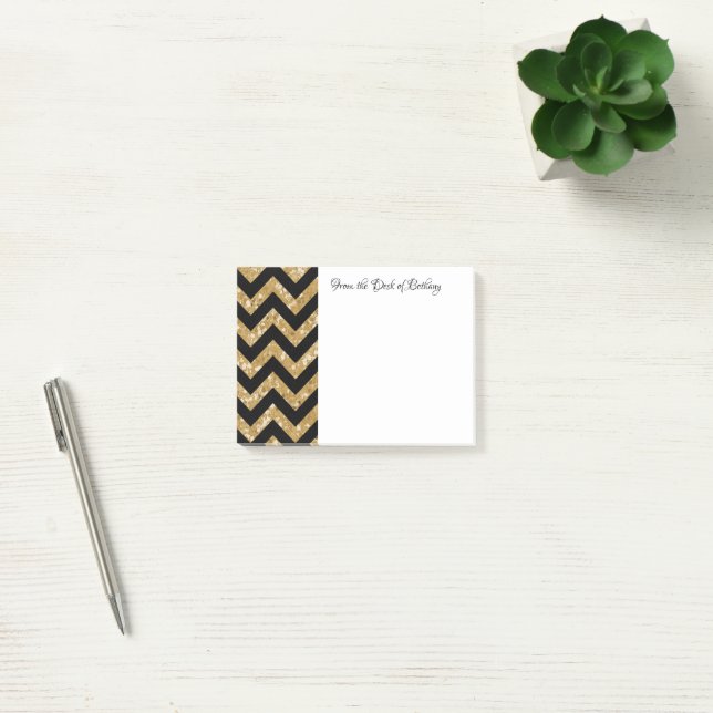 Zickzack Hinweise für Gold Glitzer Post-it Klebezettel (Büro)