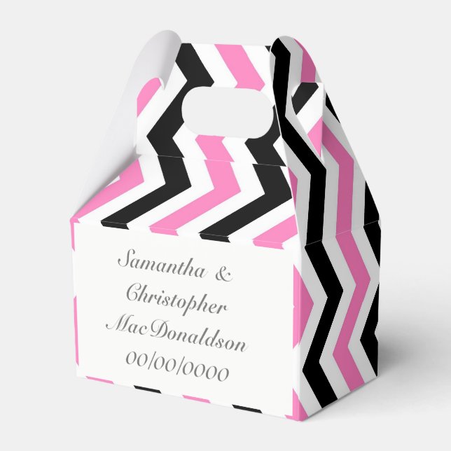 Zickzack Hochzeit in Rosa Geschenkschachtel (Rückseite)