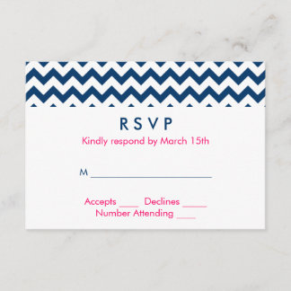 Zickzack Hochzeit zwischen Marine und Rosa RSVP Karte