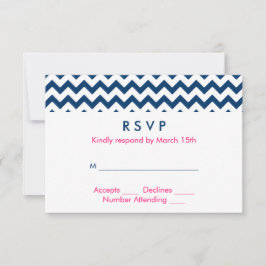 Zickzack Hochzeit zwischen Marine und Rosa RSVP Karte