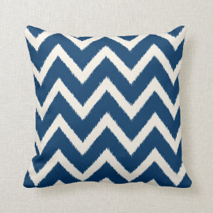 Zickzack Ikat Zickzack-Marine-Blau Kissen