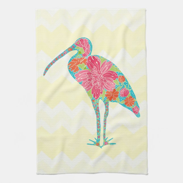 Zickzack Illustration der farbenfrohen Ibis Bird-B Geschirrtuch (Vertikal)