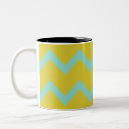 Zickzack im Aqua + chartreuse zeitgenössischer Zweifarbige Tasse