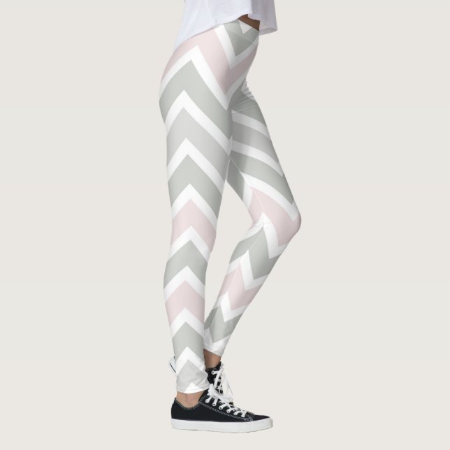 Zickzack in Rosa und Grau Leggings (Rechts)