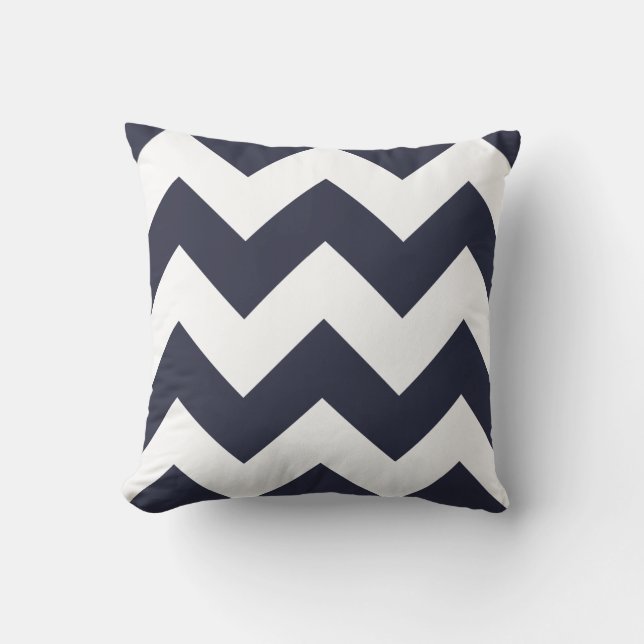 Zickzack Kissen mit Navy Blue Zigzag (Vorderseite)