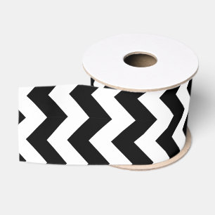 Zickzack klassisches Schwarz-Weiß-Design Ripsband