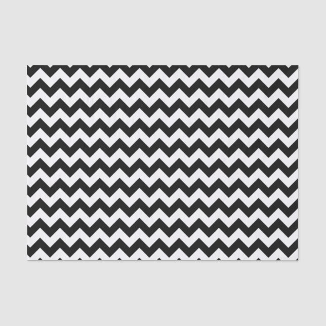 Zickzack klassisches Schwarz-Weiß-Design Seidenpapier (Vorderseite)