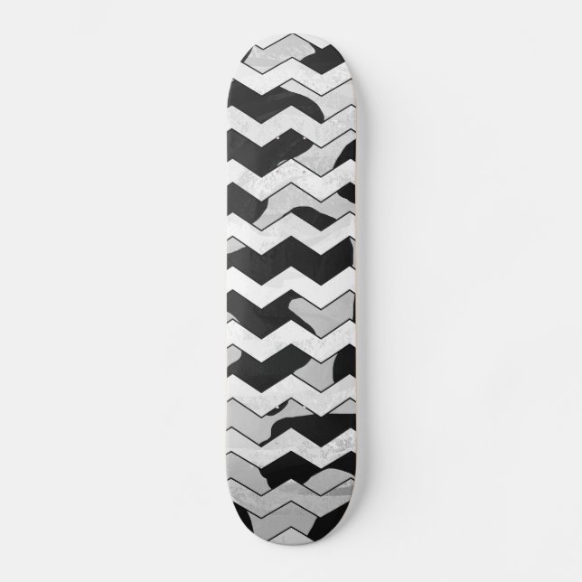Zickzack Kuh schwarz und weiß Skateboard (Vorderseite)