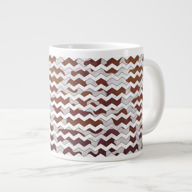 Zickzack Kuhbraun und Weißdruck Jumbo-Tasse (Vorderseite Rechts)