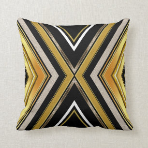 Zickzack Kunst-Deko-Schwarz-Goldkissen-Kissen Kissen