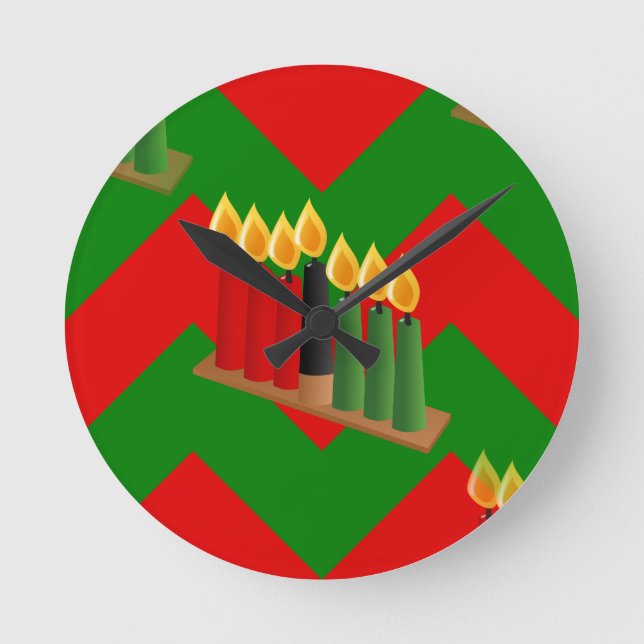 Zickzack Kwanzaa Runde Wanduhr (Vorderseite)