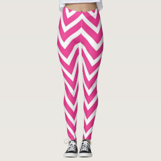 Zickzack Leggings in Rosa und Weiß