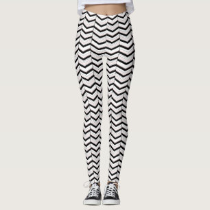 Zickzack Leggings Schwarz-weiß und rot