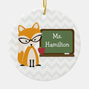 Zickzack Lehrer Fox an der Tafel Keramikornament