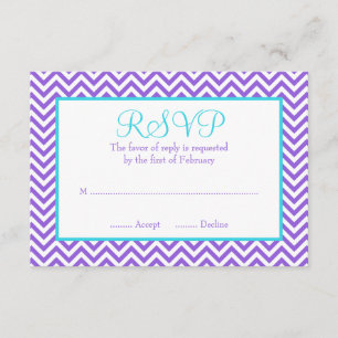 Zickzack Lila Aquamarines Blue Bat Mitzvah UAWG RSVP Karte