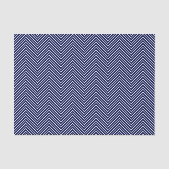 Zickzack Line Tissue Paper - White on Navy Blue Seidenpapier (Vorderseite)