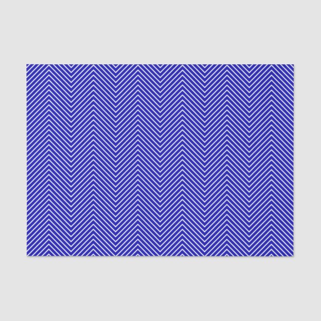 Zickzack Line Tissue Paper - White on Royal Blue Seidenpapier (Vorderseite)