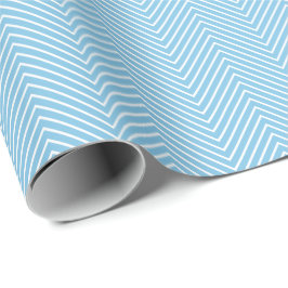 Zickzack Line Wrapping Paper - White on Light Blue Geschenkpapier