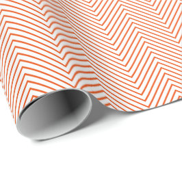 Zickzack Linie Bright Orange auf Weiß Geschenkpapier
