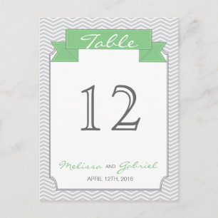 Zickzack Minze und graue Hochzeitsszene Tischnumme Postkarte