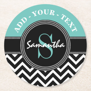 Zickzack mit Monogramm elegantes Geburtstags-Party Runder Pappuntersetzer