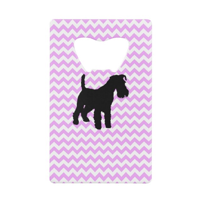 Zickzack mit Schnauzer-Silhouette Kreditkartenflaschenöffner (Vorderseite)