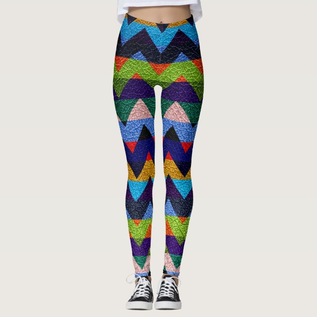 Zickzack modernes Leder #5 Leggings (Vorderseite)