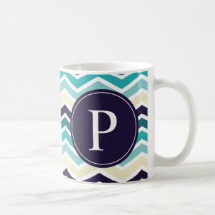 Zickzack Monogram Navy Blue Creme Kaffeetasse