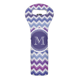 Zickzack Monogramm-blaues Lila und weiß Weintasche