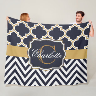 Zickzack Monogramm Fleecedecke