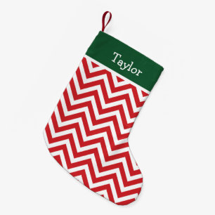 Zickzack Monogramm für den roten und grünen Urlaub Kleiner Weihnachtsstrumpf