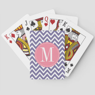 Zickzack Monogramm für Rosa und Lavendel Spielkarten
