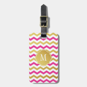 Zickzack Monogramm-Gepäckanhänger für Gold und Ros Gepäckanhänger