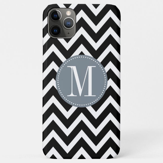 Zickzack Monogramm, grau und schwarz Case-Mate iPhone Hülle (Rückseite)