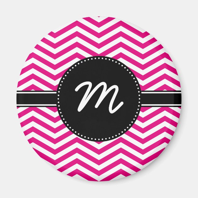 Zickzack Monogramm in Pink und Tiny White Magnet (Vorne)