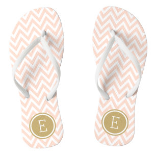 Zickzack Monogramm in Rosa und Gold Flip Flops